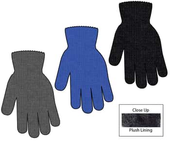 Boy's & Girl's Winter Knit Gloves w/ Plush Lining