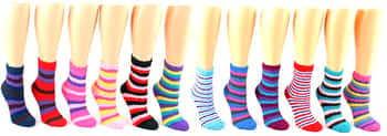 Women's Premium Fuzzy Crew Socks - Striped Print - Size 9-11