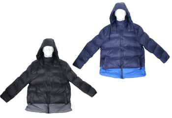 Men's Hooded Two-Tone Winter Puffer Ski Jackets - Sizes Medium-2XL