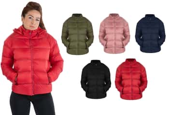 Women's Insulated Winter Puffer Jackets w/ Fleece Lining & Detachable Hood - Sizes Small-XL