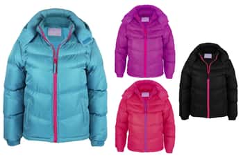 Girl's Insulated Winter Puffer Jackets w/ Fleece Lining & Hood - Sizes 8-16