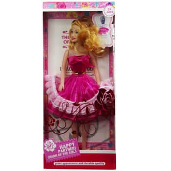 11&quot; Fashion Doll with Pink Ruffle Dress