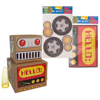 Box Stickers Giant Size 5pgs Robot Or Car Decor Age 4+/pbh
