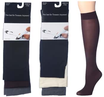 Women's Knee High Trouser Socks - Assorted Colors - Size 9-11 - 3-Pair Packs
