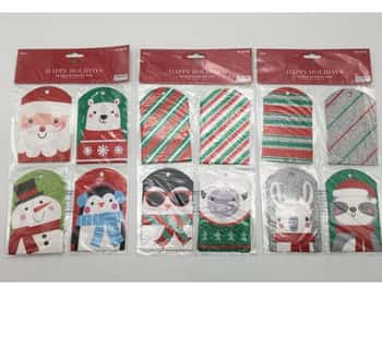 Gift Tags 12ct W/strings 3ast W/glitter 4 Designs Per Pack 2.5x4in /24pc Mdsgstp Cello Sleeve/pb Hdr Insert