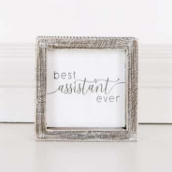 Wall Sign 5x5 Best Assistantwood Framed White/gray ($5.50)