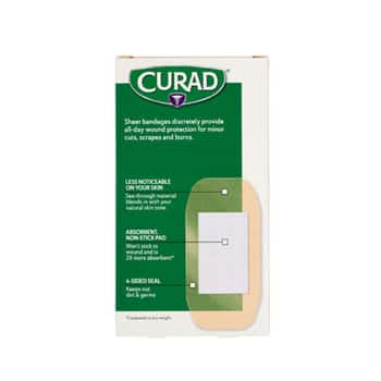 Bandages Curad Sheer Xl 10ct 2 X 4 Strips Boxed #cur02277rb