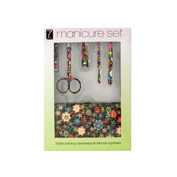 Manicure Set with Stylish Floral Carrying Case