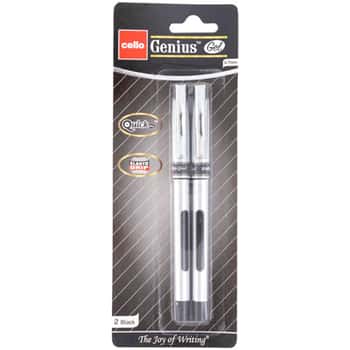 Pens 2ct Gel Black Ink Genius Quick Dry Carded Ref# Gpggbk0702
