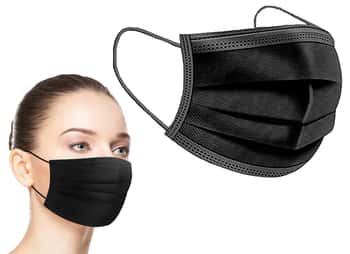 Black 3-Ply Disposable 1.4 Micron Filtration Face Masks