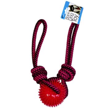 25&quot; Pull Rope Dog Toy with Spike Center Ball Chew
