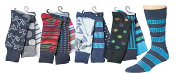 Men's Designer Printed Dress Socks - Striped, Polka Dot, & Leaf Print - Size 10-13 - 3-Pair Packs