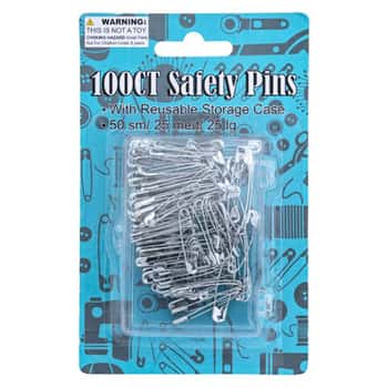 Safety Pins 100ct 3ast Sizes In Storage Box Sewing Blc 50sm/25med/25lg Per Pack