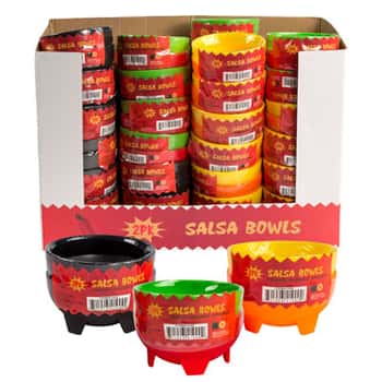 Salsa Bowl 2pk Plstc 48pc Pdq Yelw/org & Grn/red & Black Cmbos **no Amazon Sales*