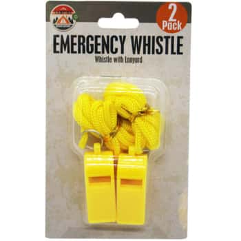 2 Pack Plastic Whistles with Lanyard