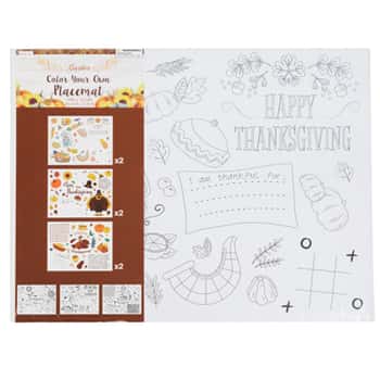 Harvest Color Your Own Placemat 6pk/3 Designs Shrink/wrap Card