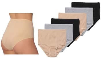Women's Cotton Brief Cut Panties - Beige/Grey/Black - Sizes 5-7