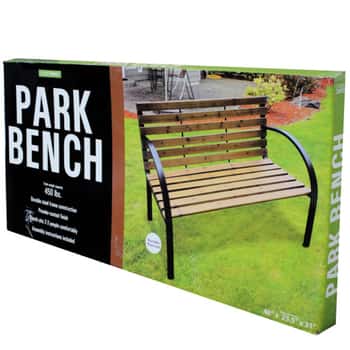 Solid Wood &amp; Steel Park Bench
