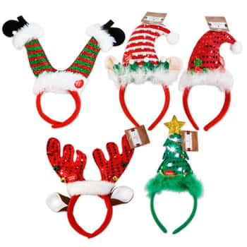Headband Christmas Novelty Light-up Led 5ast Deluxe Styles Jhook/ht & Press Here Tag