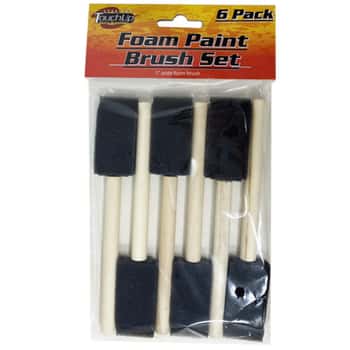 6 Pack Foam Paint Brush Set