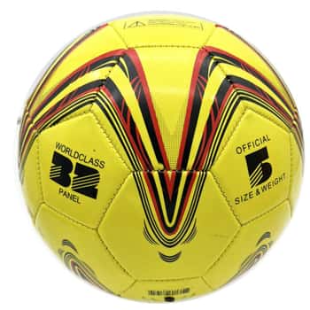 Yellow Size 5 Soccer Ball with Red and Black Star Design