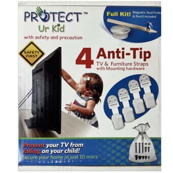 4 Pack Anti-Tip Furniture &amp; TV Straps with Mounting Hardware in White