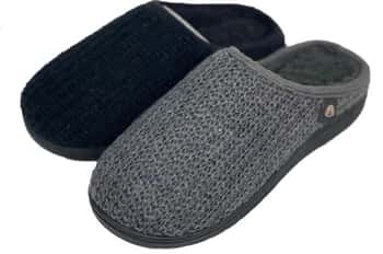 Boy's Cable Knit Bedroom Clog Slippers w/ Soft Sherpa Footbed