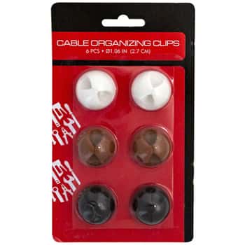 Cable Organizing Clips 6pk 1.125in Self-adhesive 3clr Pk Blistercard