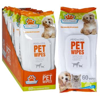 Pet Wipes 60ct Fragrance Free W/essential Oils In 6pc Pdq