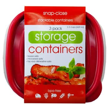3 Pack Plastic Square Food Container