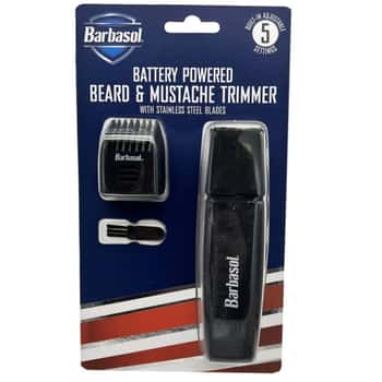 Barbasol Battery Powered Beard &amp; Mustache Trimmer with Stainless Steel Blades