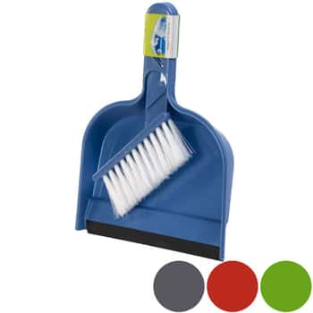 Dust Pan Mini With Rubber Lip & Brush 4 Colors 9.5x6.5 In Pdq