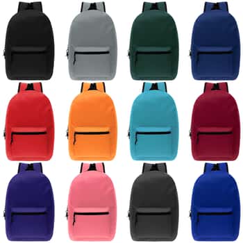 17" Lightweight Classic Style Backpacks w/ Adjustable Padded Straps - Neon & Assorted Colors