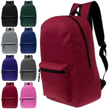 17" Lightweight Classic Style Backpacks w/ Adjustable Padded Straps - Pastel & Assorted Colors