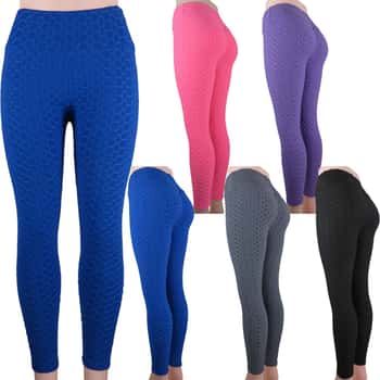 Women's Anti-Cellulite Honeycomb Textured Scrunch Butt Leggings - Assorted Colors