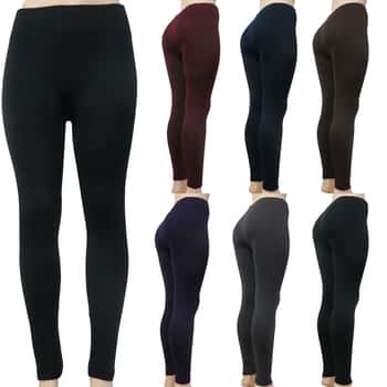 Women's Full Length Fleece-Lined Leggings w/ Solid Colors