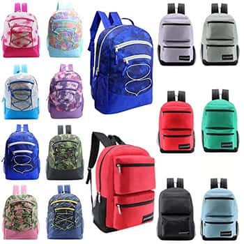 17" Lightweight Printed Sport & Bungee Backpacks - Tie-Dye, Camo, & Solid Print