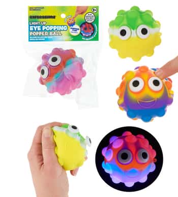 Light-Up Eye Popping Squeeze Popper Ball - Tie-Dye Colors