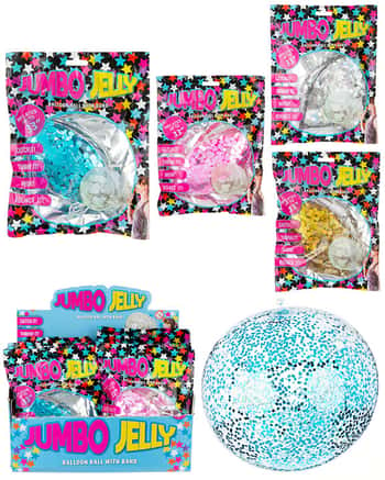 Inflatable Jumbo-Size Jelly Balloon Balls w/ Embroidered Confetti Sequins