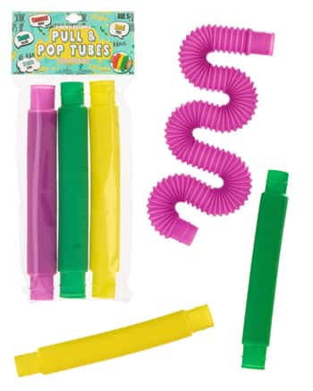 Large-Size Pull & Pop Sensory Fidget Tubes Toys - 3-Pack