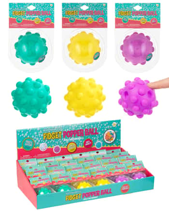 Toss & Catch Fidget Popper Ball w/ Counter Display - Assorted Colors