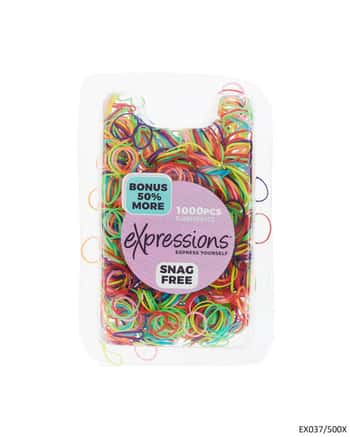 Plastic Mini Hair Elastic Rubber Bands - Assorted Colors - 1000-Pack