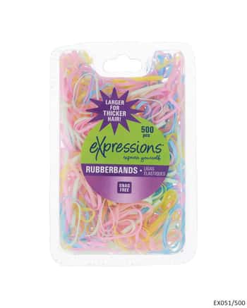 Large Hair Elastic Rubber Bands - Pastel Colors - 500-Pack