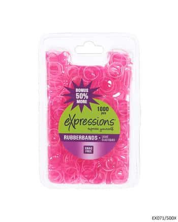 Large Hair Elastic Rubber Bands - Pink - 1000-Pack