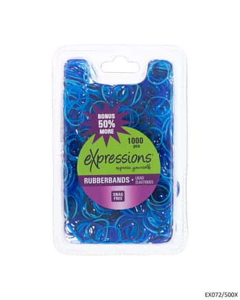 Large Hair Elastic Rubber Bands - Blue - 1000-Pack