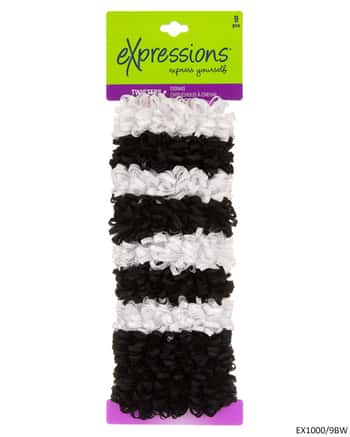 Soft Satin Ribbon Hair Twisters - Black & White - 9-Pack