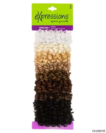 Soft Satin Ribbon Hair Twisters - Black, Brown, Gold & White - 9-Pack