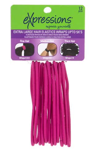 Extra-Large Fuchsia Hair Elastics - 12-Pack