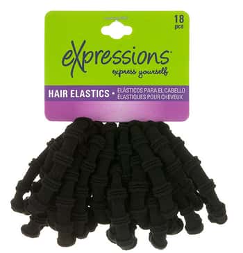 Textured Ponytail Hair Elastics - Black - 18-Pack