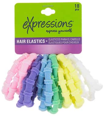 Textured Ponytail Hair Elastics -Pastel Colors - 18-Pack